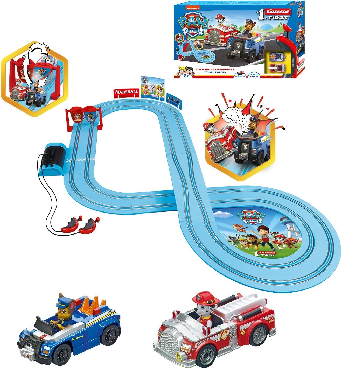 Carrera - 20063033 - First Paw Patrol - On the Track - Pista piccoli - Pista da corsa elettrica, Colorato, 2,4Meter : Carrera