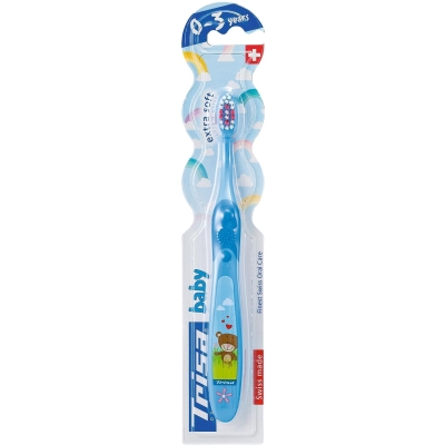 Детска четка за зъби Trisa Baby - Синя, 0-3 години