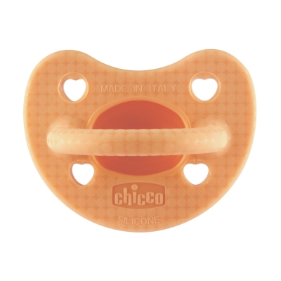 Силиконова залъгалка Chicco - Soft Lux, Оранжева, 2 - 6 m