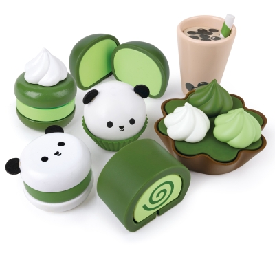 Детски дървен комплект Hape - Зелен чай, 8 части