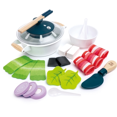 Детски готварски комплект Hape - Тенджера за фондю с аксесоари, 17 части