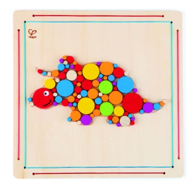 Творчески комплект Hape - Дървена мозайка, Трицераптор