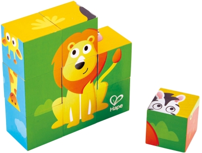 Дървен пъзел с кубчета Hape - Джунгла, 9 части