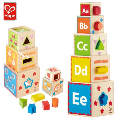 Дървена играчка Hape - Пирамида за сортиране