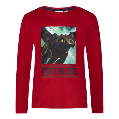 Детска блуза Как да си дресираш дракон - Червена