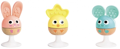 Комплект бебешки дрънкалки Hape - Животинки, 3 броя