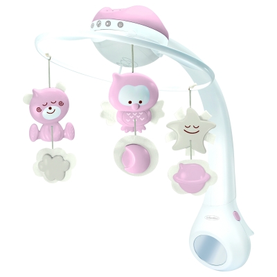 Музикална въртележка с проектор 3 в 1 Infantino, Розова