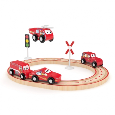 Железопътен комплект J′adore - Пожарна, 16 части