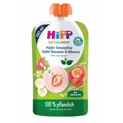 Био плодово смути Hipp Hippis - Праскова, Ябълка, Банан и Овес, 120 g