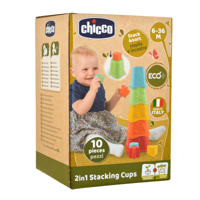 Детска играчка 2 в 1 Chicco - Кула с чаши