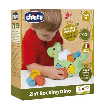 Детска играчка 2 в 1 Chicco - Люлеещо се динозавърче