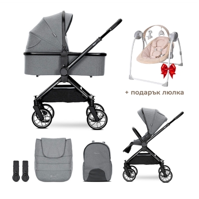 Комбинирана количка с реверсивна дръжка 2 в 1 Lorelli - Reya, Grey