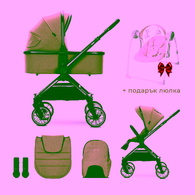 Комбинирана количка с реверсивна дръжка 2 в 1 Lorelli - Reya, Beige