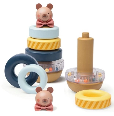 Бебешка играчка Taf Toys - Кула с рингове, Мече