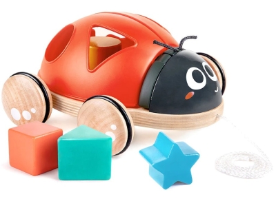 Дървена играчка Hape - Калинка, За дърпане и сортиране