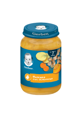 Пюре Nestle GERBER - Пилешко със зеленчуци, 190 g