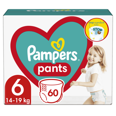 Бебешки пелени гащи Pampers 6, XL, 60 броя