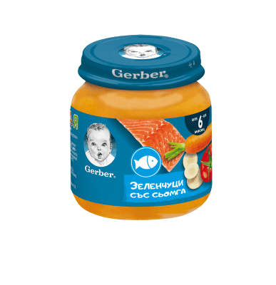 Пюре Nestle GERBER - Зеленчуци със сьомга, 125 g