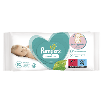 Мокри кърпи Pampers - Sensetive, 52 броя