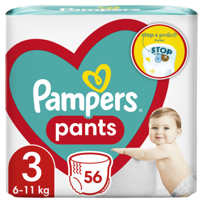 Бебешки пелени гащи Pampers - Active baby 3, 56 броя