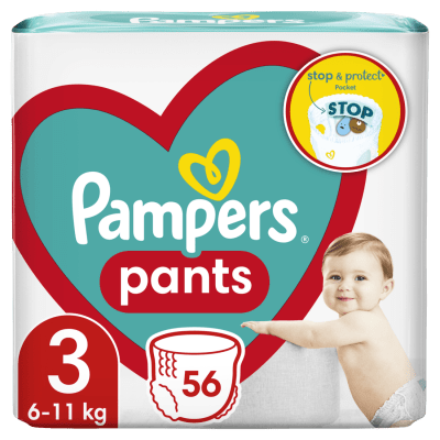 Бебешки пелени гащи Pampers - Active baby 3, 56 броя