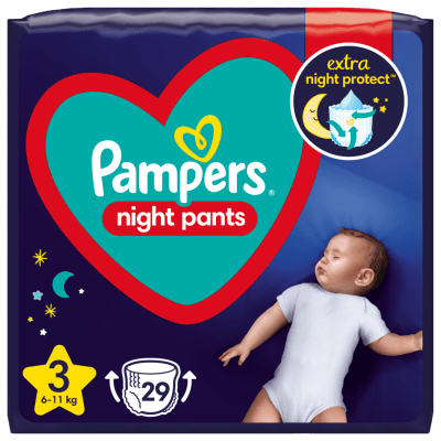 Бебешки пелени гащи Pampers - Night 3, 29 броя