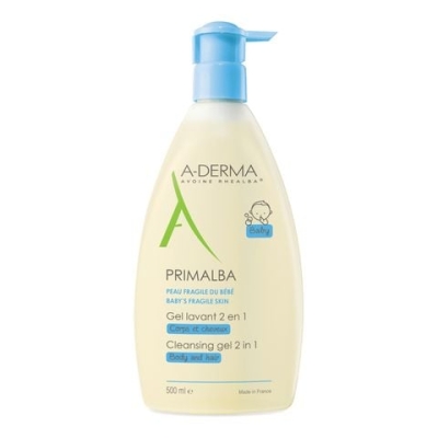 Нежен измиващ гел 2в1 за бебета A-Derma - Primalba, 500 ml