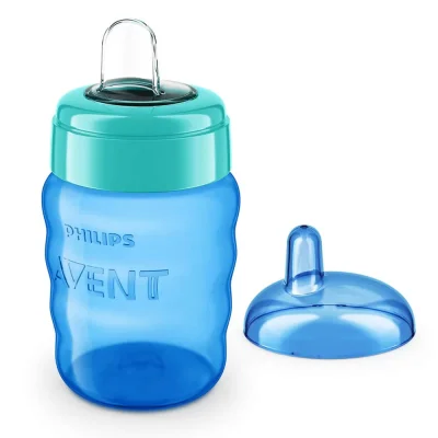 Неразливаща се чаша с мек накрайник Philips Avent - За лесен преход синя, 260 ml