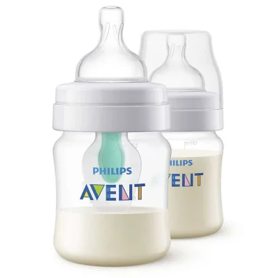 Комплект 2 броя шишета за хранене Philips Avent Anti-Colic, 125 ml - с 1 брой анти-колик клапа AirFree