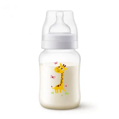 Шише за хранене Philips Avent Anti-Colic, 260 ml - с биберон Classic 1м+, декорация Жираф