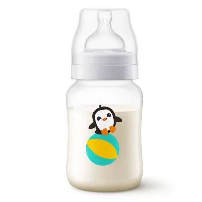 Шише за хранене Philips Avent Anti-Colic, 260 ml - с биберон Classic 1м+, декорация Пингвин