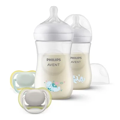 Комплект шишета за хранене Philips Natural Response, 260 ml - с 2 броя шишета за хранене Октопод и 2 броя залъгалки