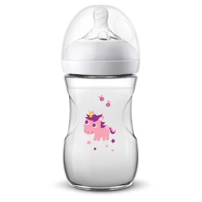 Шише за хранене Philips Avent Natural, 260 ml - с декорация, Еднорог