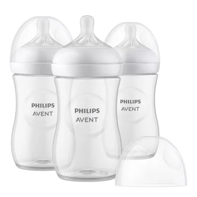 Комплект 3 броя шишета за хранене Philips Natural Response, 260 ml - с биберон със сила на потока 3, 1м+