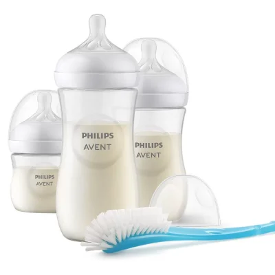 Комплект за новородено Philips Avent Natural Response - с 3 шишета за хранене и четка за почистване