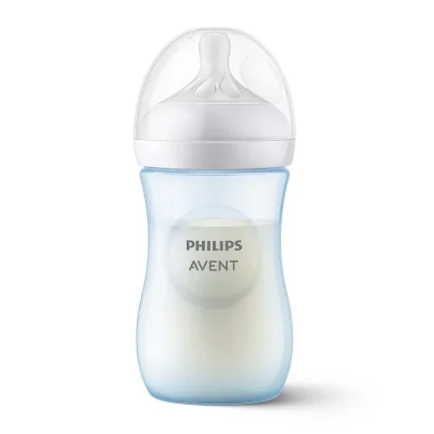 Шише за хранене Philips Avent - Natural Response, 260 ml, с биберон поток 3, 1м+, Синьо