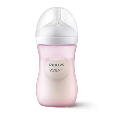 Шише за хранене Philips Avent - Natural Response, 260 ml, с биберон поток 3, 1м+, Розово