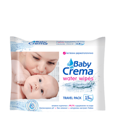 Мокри кърпички Baby Crema - Water, 15 броя