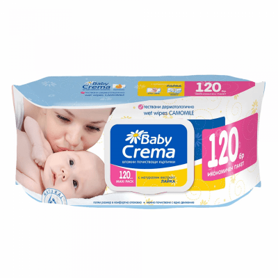 Мокри кърпички Baby Crema - Лайка, 120 броя