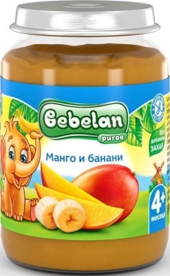 Плодово пюре Bebelan Puree- Манго с банани, 190 g