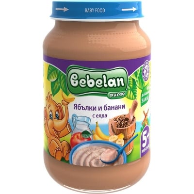 Млечна каша Bebelan Puree - Ябълки и банани с елда, 190 g