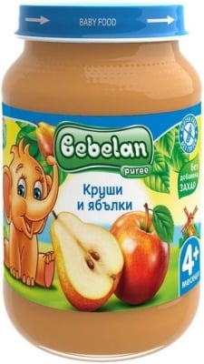 Плодово пюре Bebelan Puree - Круши и ябълки, 190 g