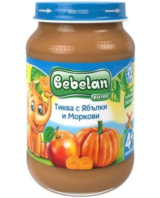 Плодово пюре Bebelan Puree - Тиква, ябълки и моркови, 190 g