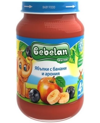 Плодово пюре Bebelan Puree - Ябълки, банани и арония, 190 g