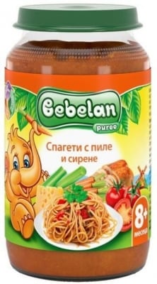 Месно пюре Bebelan Puree - Спагети с пиле и сирене, 220 g