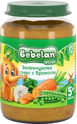  Зеленчуково пюре Bebelan Puree - Зеленчукова смес с броколи, 190 g