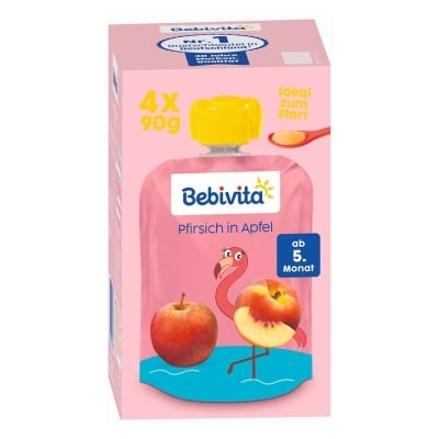 Плодова закуска Bebivita - Праскова и ябълка, 90 g