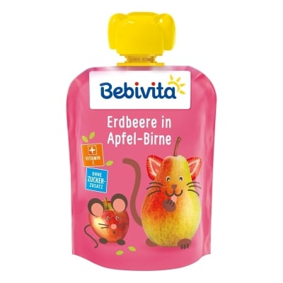 Плодова закуска Bebivita - Ябълка, ягода и круша, 90 g