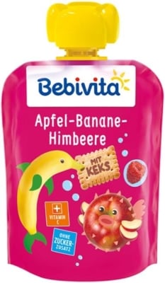 Плодова закуска Bebivita - Ябълка, банан и малина, 90 g