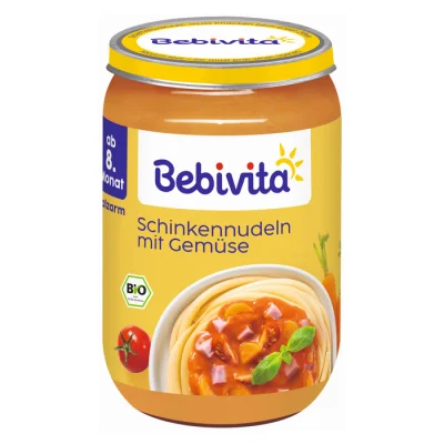 Био пюре Bebivita - Паста с шунка и зеленчуци, 220 g